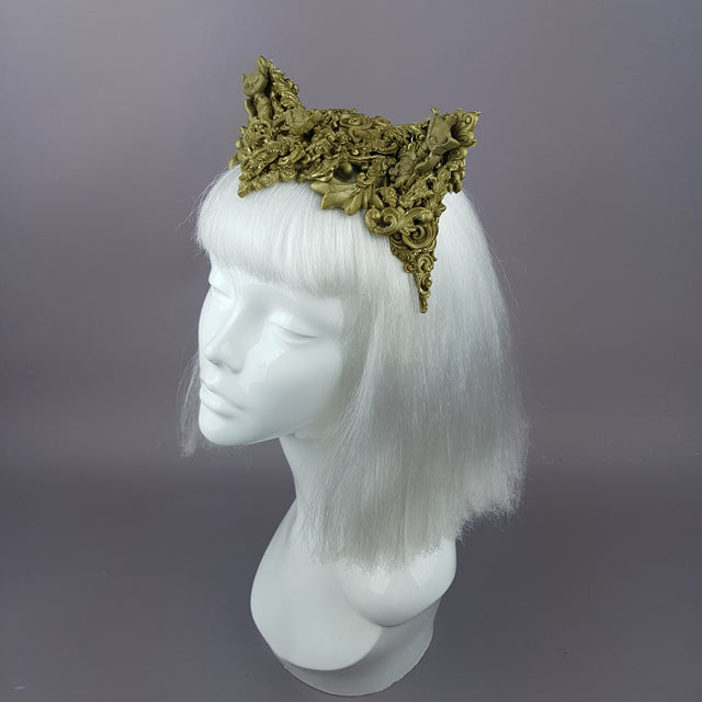 "Kitt" Gold Filigree Cat Ear Headpiece