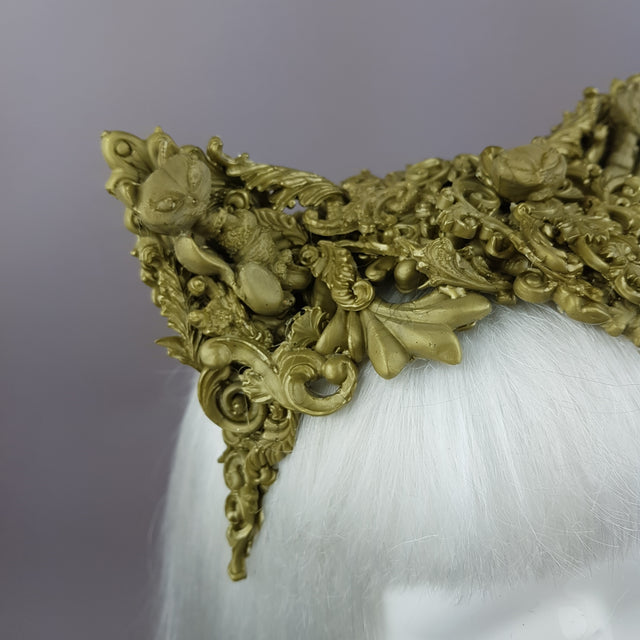 "Kitt" Gold Filigree Cat Ear Headpiece