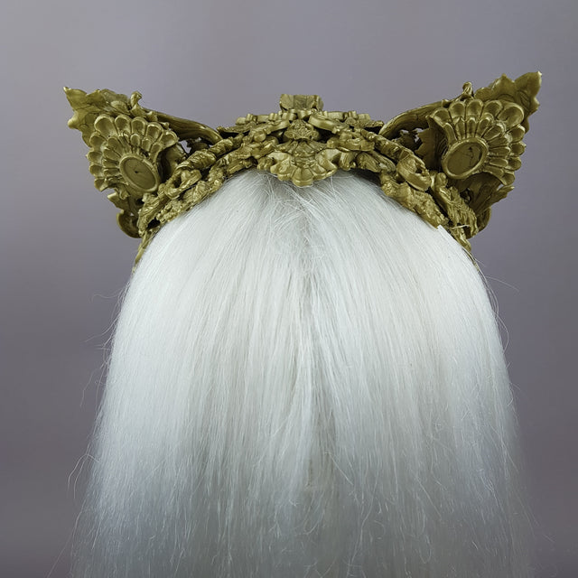 "Kitt" Gold Filigree Cat Ear Headpiece