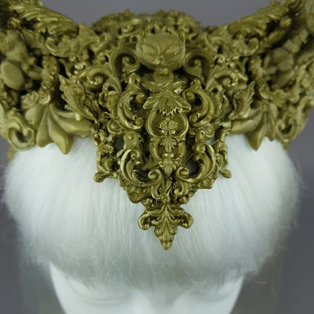 "Kitt" Gold Filigree Cat Ear Headpiece