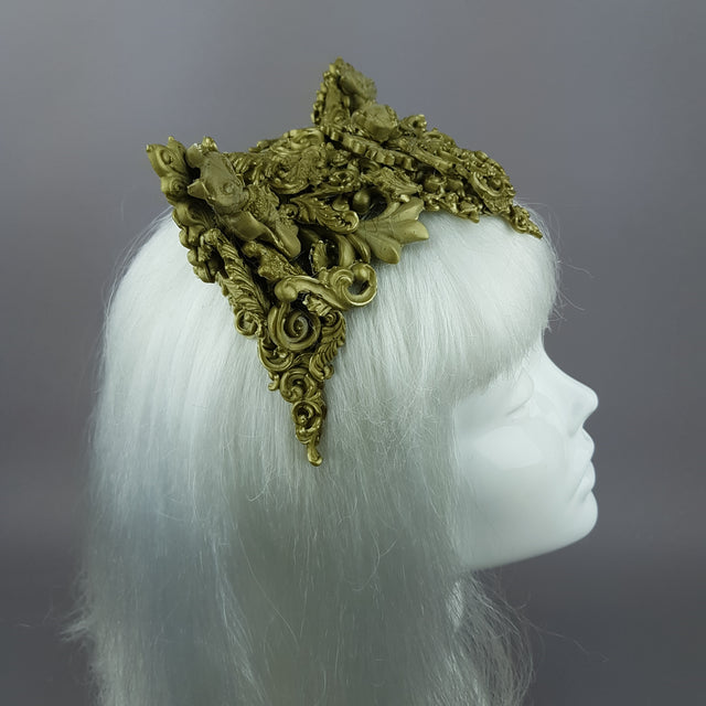 "Kitt" Gold Filigree Cat Ear Headpiece