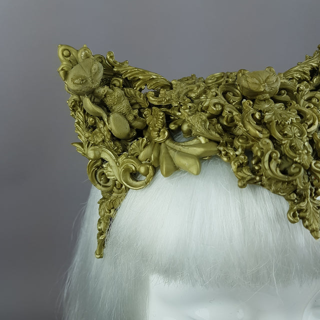 "Kitt" Gold Filigree Cat Ear Headpiece