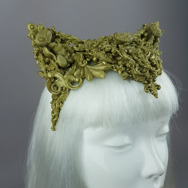"Kitt" Gold Filigree Cat Ear Headpiece