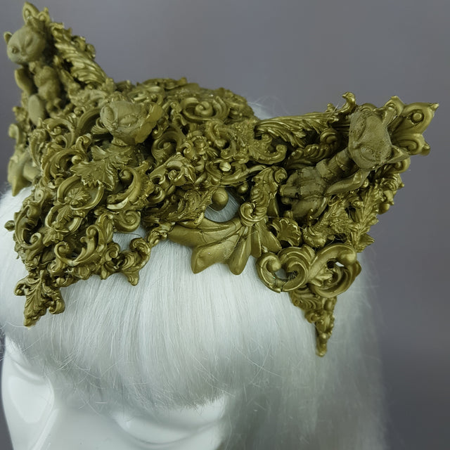 "Kitt" Gold Filigree Cat Ear Headpiece