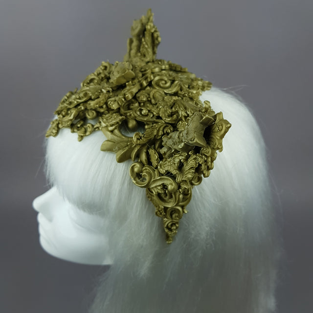 "Kitt" Gold Filigree Cat Ear Headpiece