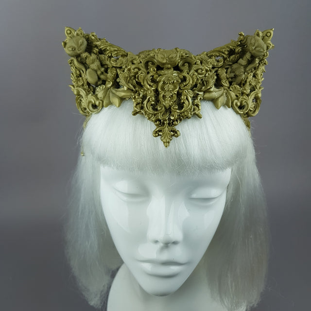 "Kitt" Gold Filigree Cat Ear Headpiece