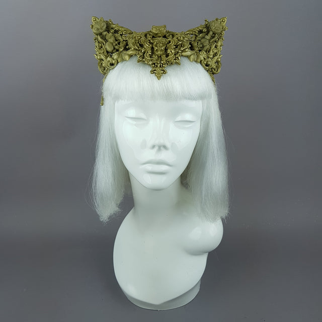 "Kitt" Gold Filigree Cat Ear Headpiece