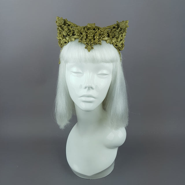 "Kitt" Gold Filigree Cat Ear Headpiece
