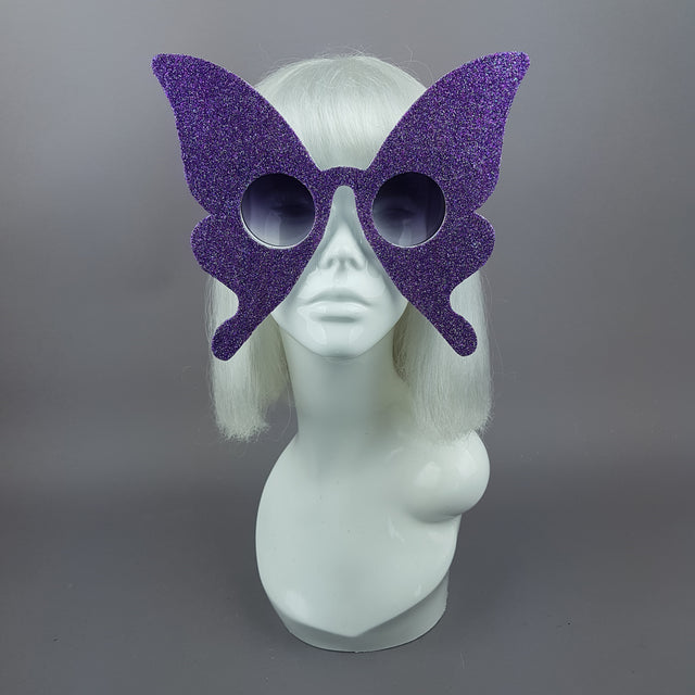 "Transformation" Blue/Purple Glitter Butterfly Sunglasses
