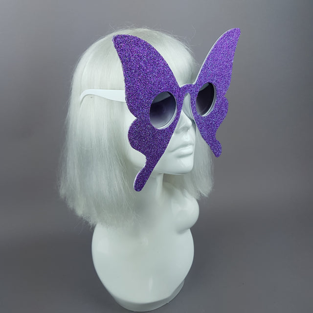"Transformation" Blue/Purple Glitter Butterfly Sunglasses