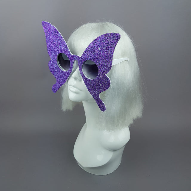 "Transformation" Blue/Purple Glitter Butterfly Sunglasses