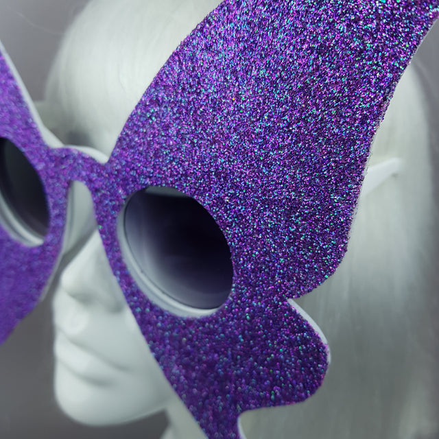 "Transformation" Blue/Purple Glitter Butterfly Sunglasses