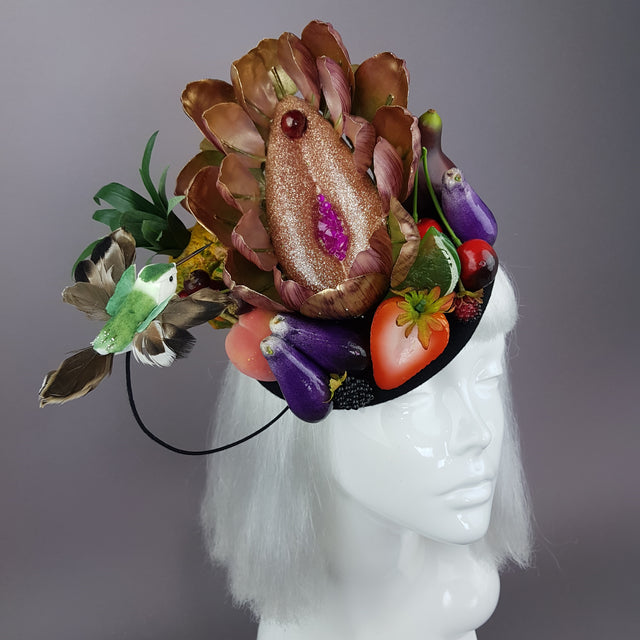 "Foof" Vagina Vulva Fruit & Bird Fascinator