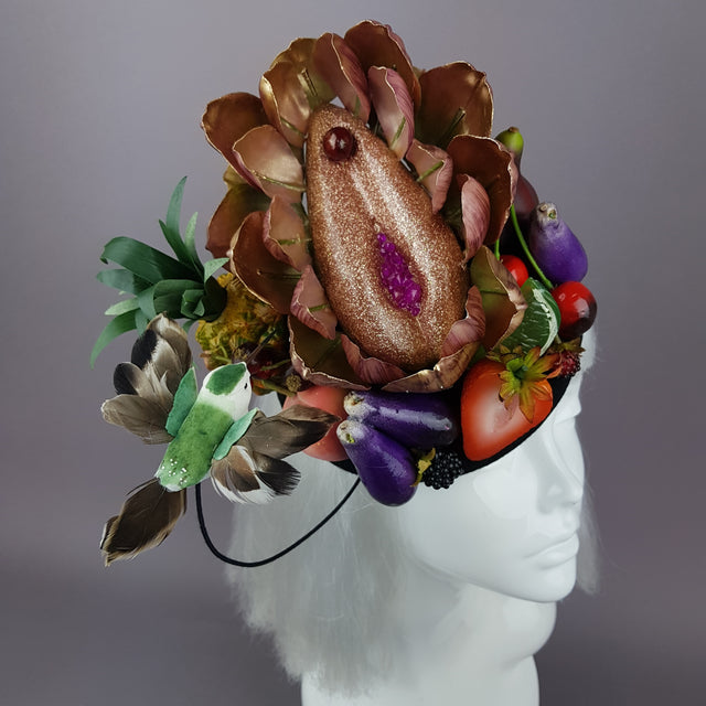 "Foof" Vagina Vulva Fruit & Bird Fascinator