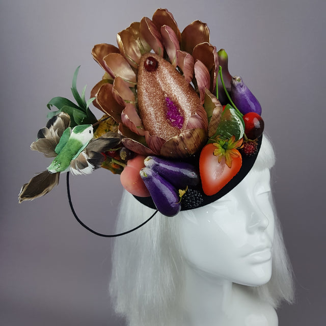"Foof" Vagina Vulva Fruit & Bird Fascinator