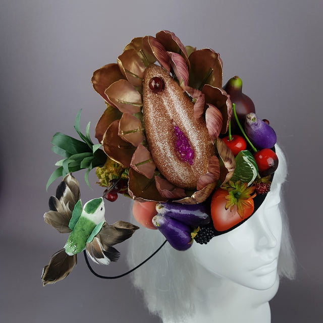 "Foof" Vagina Vulva Fruit & Bird Fascinator