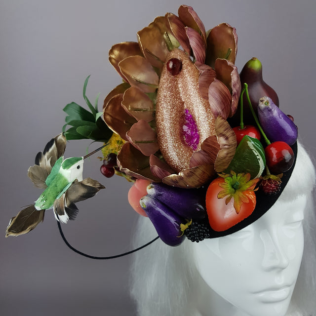 "Foof" Vagina Vulva Fruit & Bird Fascinator
