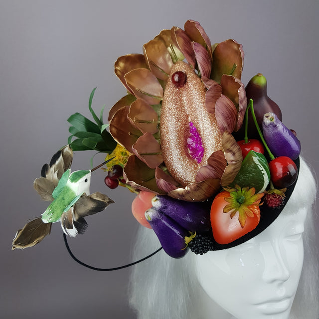 "Foof" Vagina Vulva Fruit & Bird Fascinator