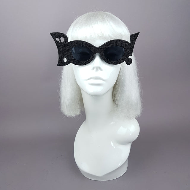 "Boo!" Black Glitter Halloween Ghost Sunglasses