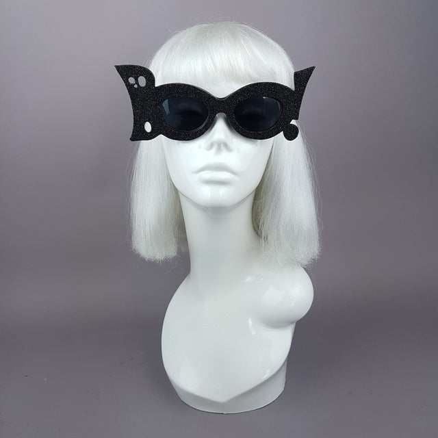 "Boo!" Black Glitter Halloween Ghost Sunglasses