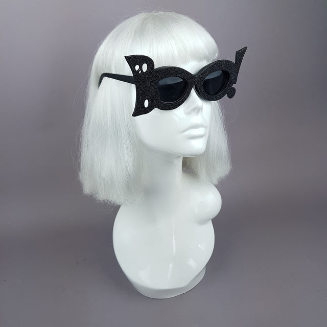 "Boo!" Black Glitter Halloween Ghost Sunglasses