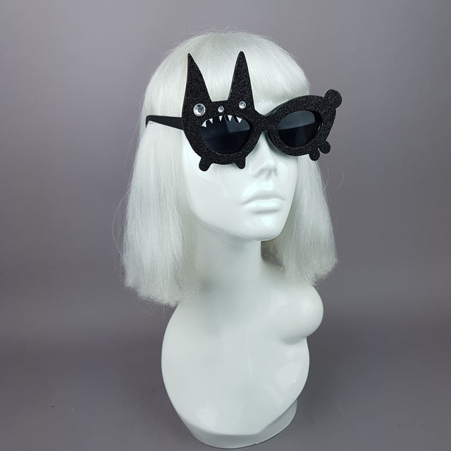 "Buffy" Black Glitter Bunny Rabbit Sunglasses
