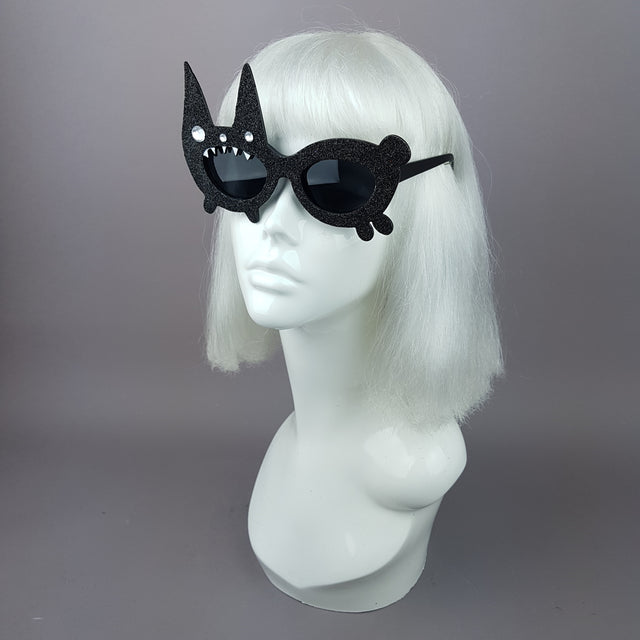 "Buffy" Black Glitter Bunny Rabbit Sunglasses