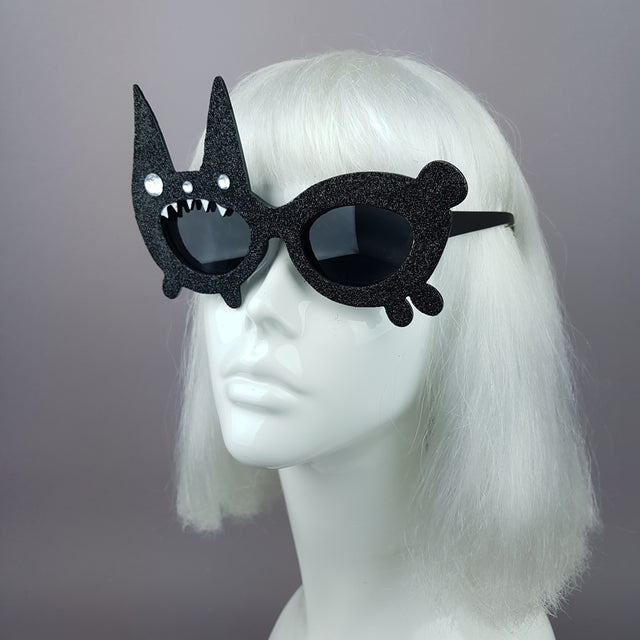 "Buffy" Black Glitter Bunny Rabbit Sunglasses