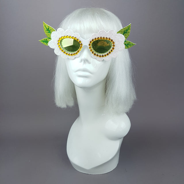 "Luana" Glitter Gem Daisy Flower Sunglasses