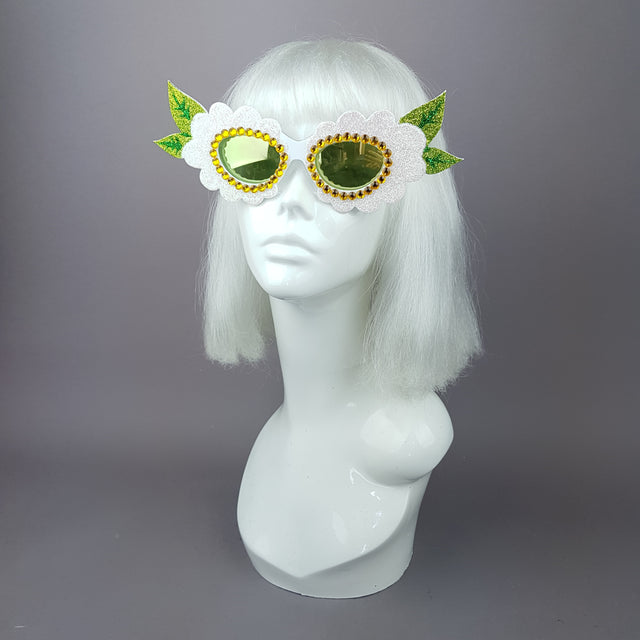 "Luana" Glitter Gem Daisy Flower Sunglasses