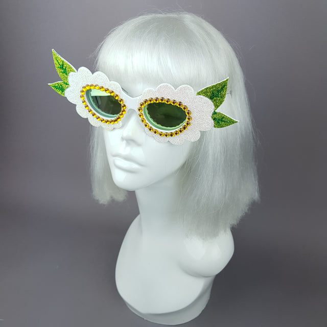 "Luana" Glitter Gem Daisy Flower Sunglasses
