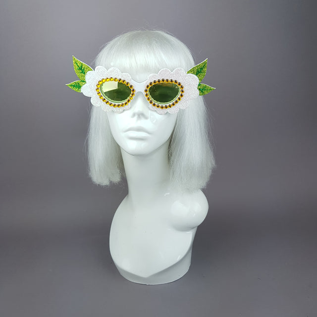 "Luana" Glitter Gem Daisy Flower Sunglasses