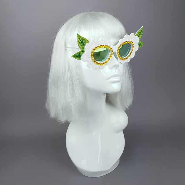 "Luana" Glitter Gem Daisy Flower Sunglasses