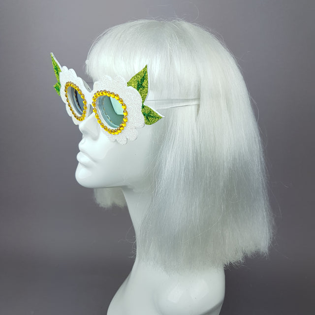 "Luana" Glitter Gem Daisy Flower Sunglasses