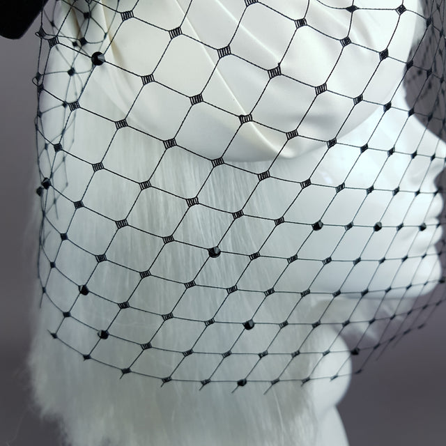 "Morana" Ivory & Leopard Bow Veil Fascinator Hat