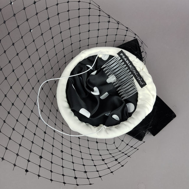 "Morana" Ivory & Leopard Bow Veil Fascinator Hat