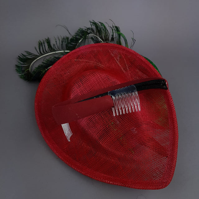 "Agni" Chili Peppers & Peacock Feather Fascinator Hat