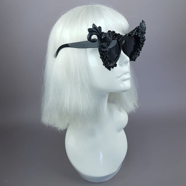 "Erela" Black Filigree Cherub Ornate Sunglasses