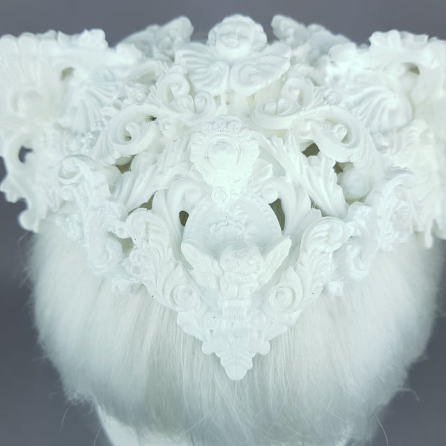 "Faline" White Filigree Cat Ear Headpiece