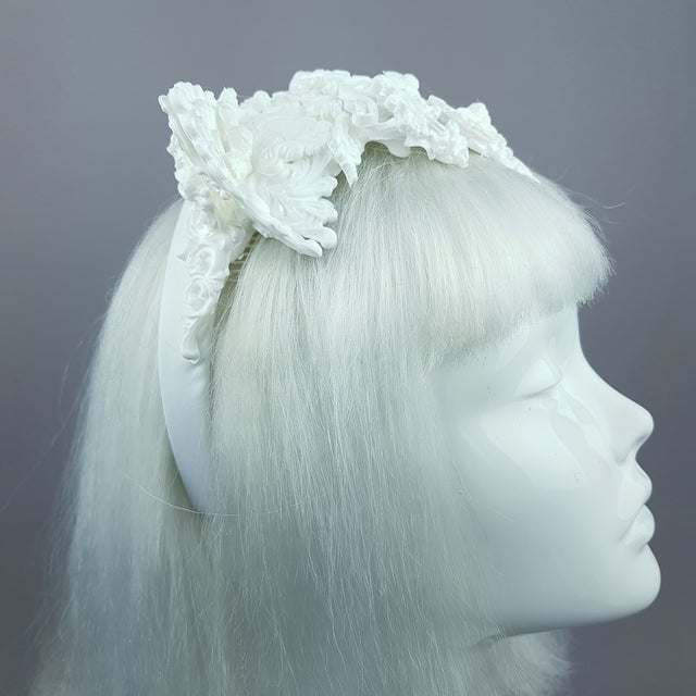 "Faline" White Filigree Cat Ear Headpiece