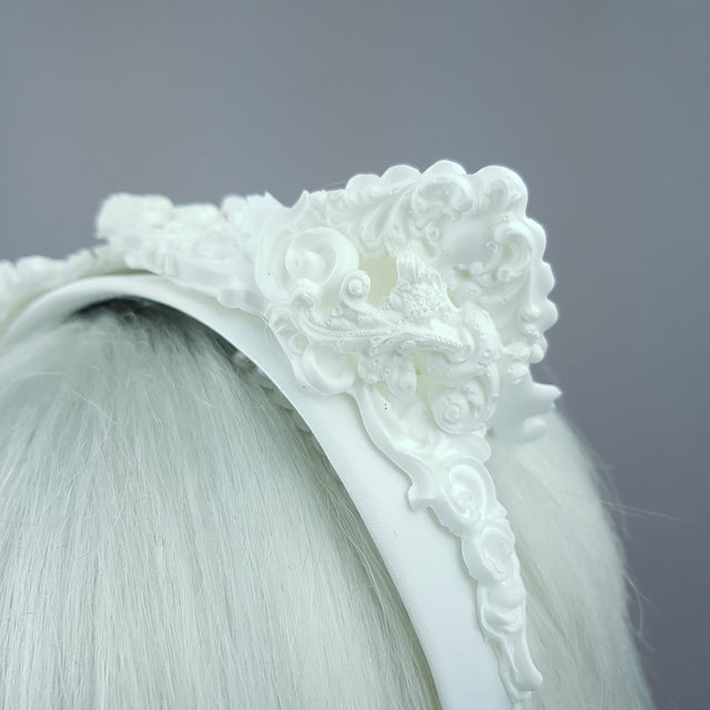 "Faline" White Filigree Cat Ear Headpiece