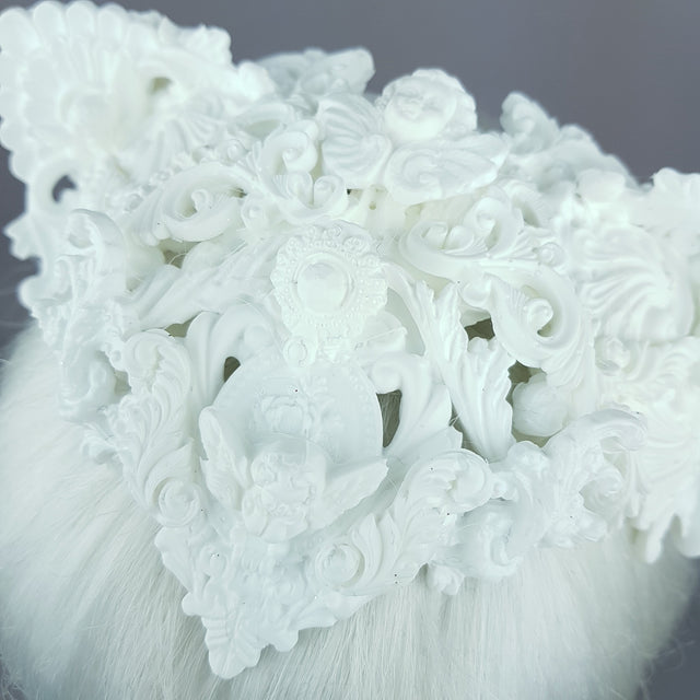 "Faline" White Filigree Cat Ear Headpiece