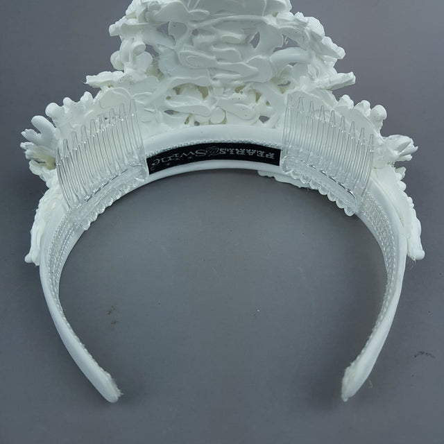 "Faline" White Filigree Cat Ear Headpiece