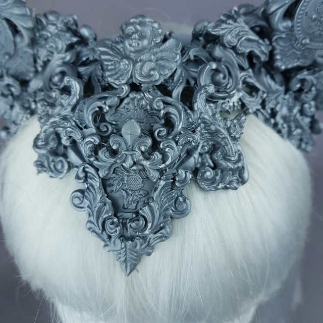 "Leandra" Grey Filigree Cat Ear Headpiece