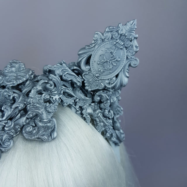 "Leandra" Grey Filigree Cat Ear Headpiece