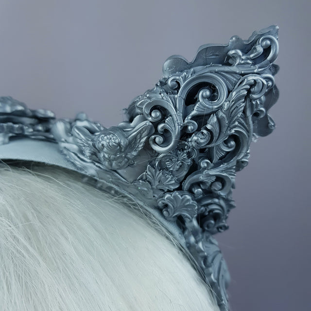 "Leandra" Grey Filigree Cat Ear Headpiece