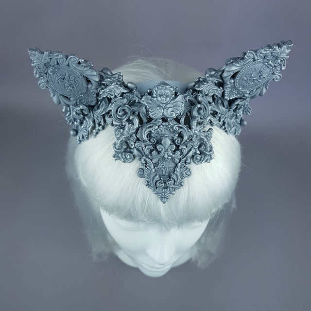 "Leandra" Grey Filigree Cat Ear Headpiece