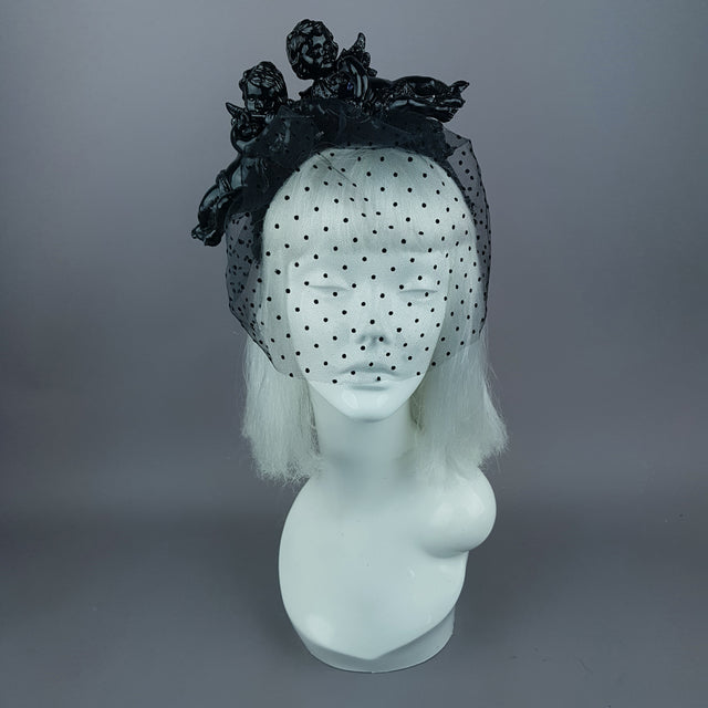 "Auguries of Innocence" Black Cherub Veil Headpiece