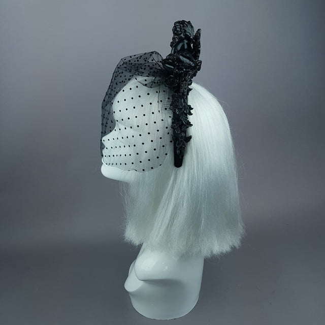 "Auguries of Innocence" Black Cherub Veil Headpiece