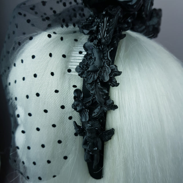 "Auguries of Innocence" Black Cherub Veil Headpiece